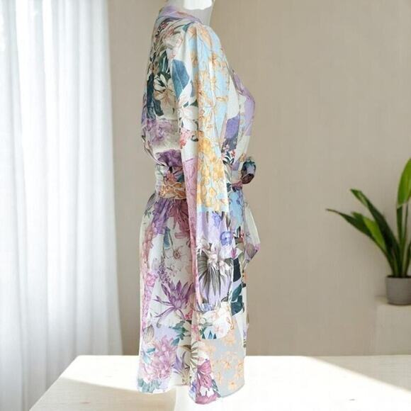 ZARA Women's Floral Patchwork Mini Dress Long Sleeve Medium - Picture 3 of 6